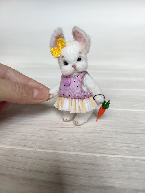 ashatan Miniature bunny crocheted from fluffy yarn