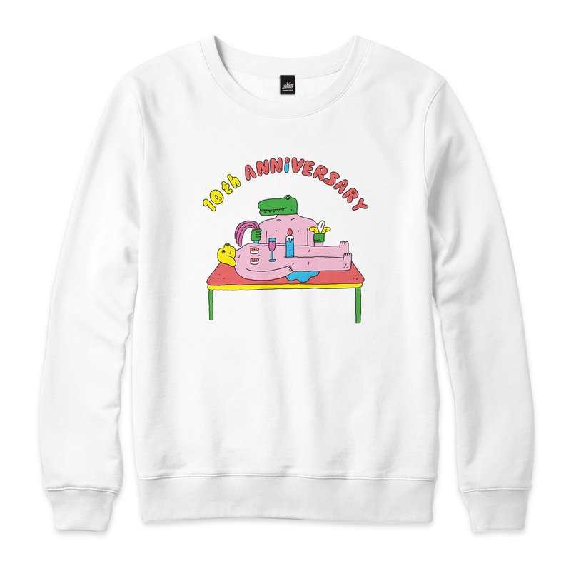 10th Anniversary Dinner!-White-Unisex University T - เสื้อยืดผู้ชาย - ผ้าฝ้าย/ผ้าลินิน ขาว