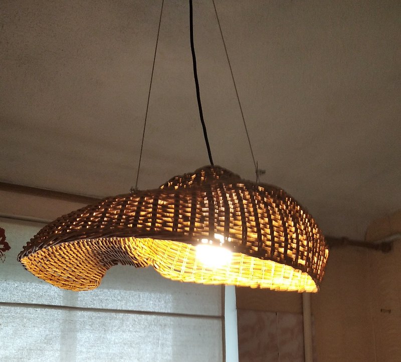 Wicker lamp-shade. Sea shell. - 燈具/燈飾 - 紙 咖啡色
