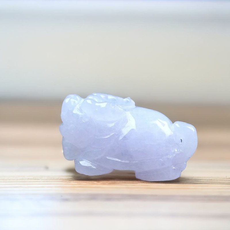 冰種紫羅蘭翡翠龍龜 | 天然緬甸玉翡翠A貨 | 送禮 - 擺飾/家飾品 - 玉石 紫色