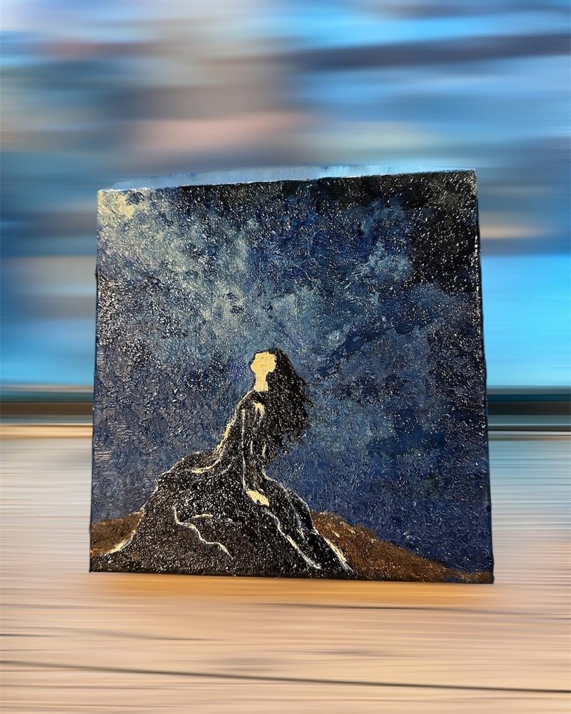 獨處 油畫創作 20*20cm 無框 - 擺飾/家飾品 - 棉．麻 