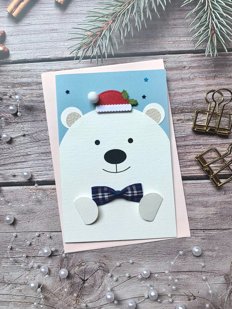 Christmas Card/Polar Bear CardChristmas Card_Smiling Polar Bear - Cards & Postcards - Paper White