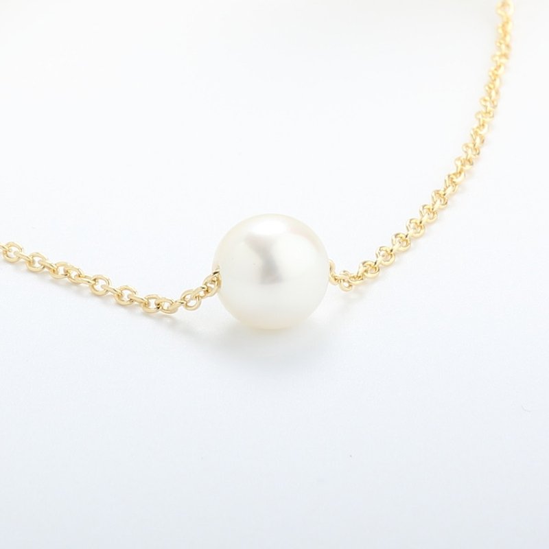 14KGF Gold-filled Freshwater Pearl White Simple Necklace Light Jewelry - สร้อยคอ - ไข่มุก ขาว