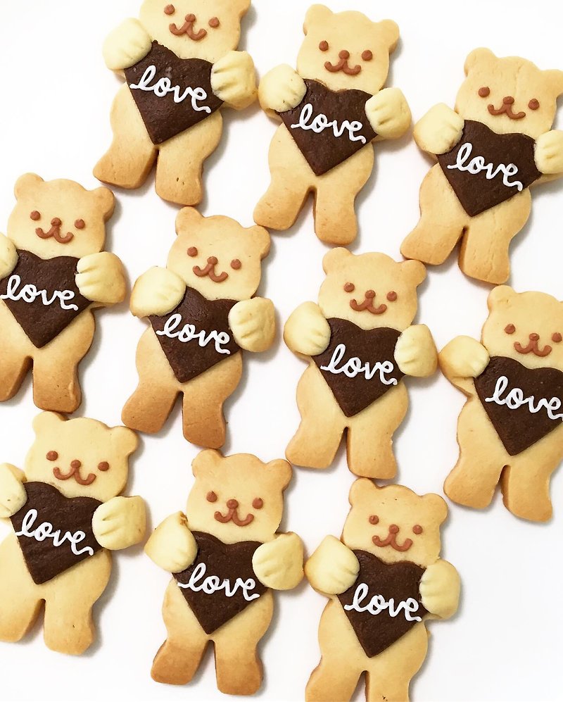Love Hug Bear Cocoa Butter Cookies Group of 20 - Handmade Cookies - Fresh Ingredients 