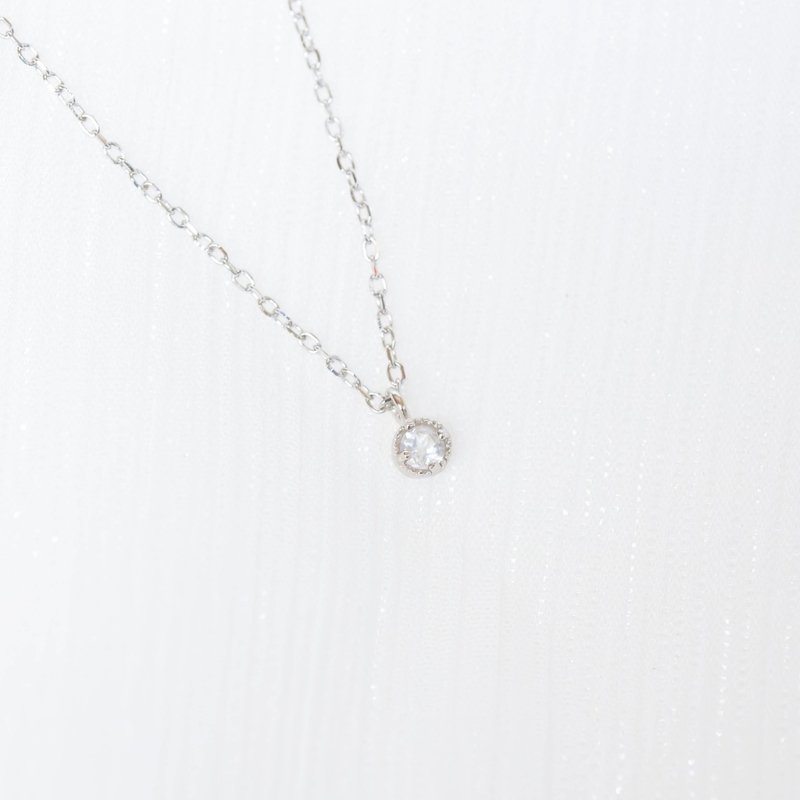 White crystal 925 sterling silver small cake necklace - สร้อยคอ - คริสตัล สีเงิน