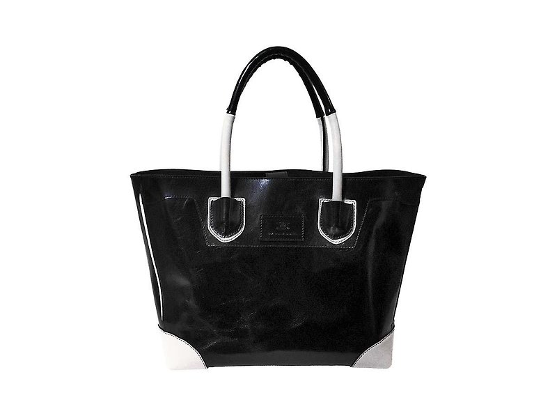 Black bicolor tote bag - Handbags & Totes - Genuine Leather Black