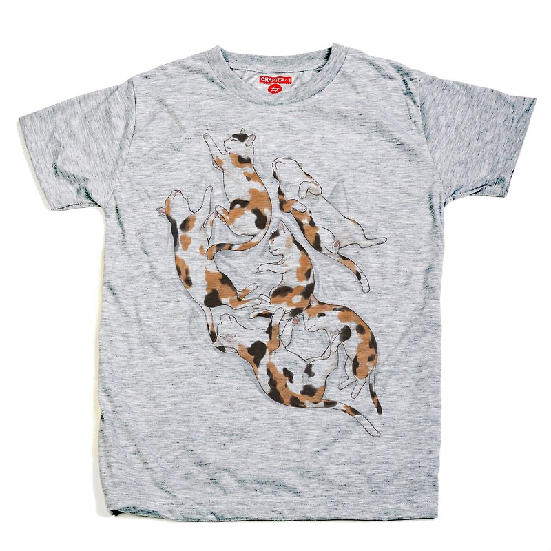 Sleeping Trio Tri color Cat soft confortatble Chapter One T-shirt - T 恤 - 棉．麻 白色