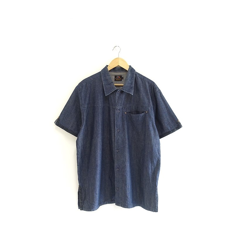 │Slowly│ vintage cowboy- vintage shirt │vintage.vintage.literary - Men's Shirts - Cotton & Hemp Blue