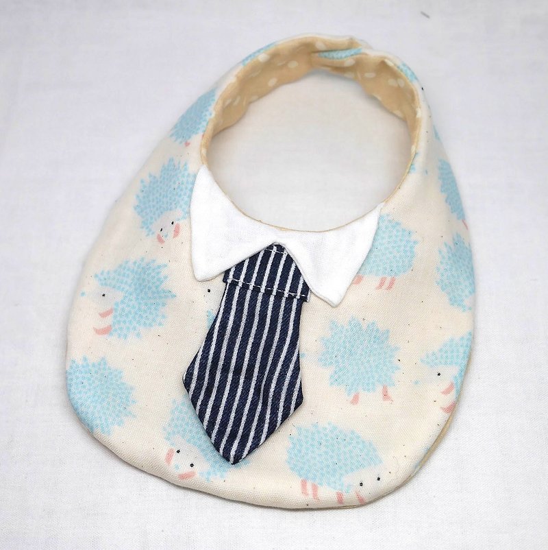 Japanese Handmade 8-layer-gauze Baby Bib / with tie - 圍兜/口水巾 - 棉．麻 白色