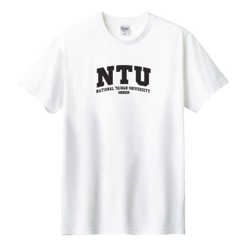 【臺灣大學/臺大】NTU經典款純棉短T_白 - 其他 - 棉．麻 藍色