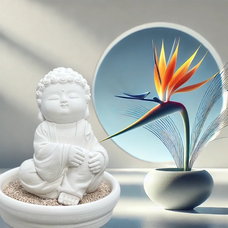 靜謐之美學 淨念吉祥小佛之隨願小盤套組  精緻台灣文創禮品 - 香氛/精油/擴香 - 水泥 白色