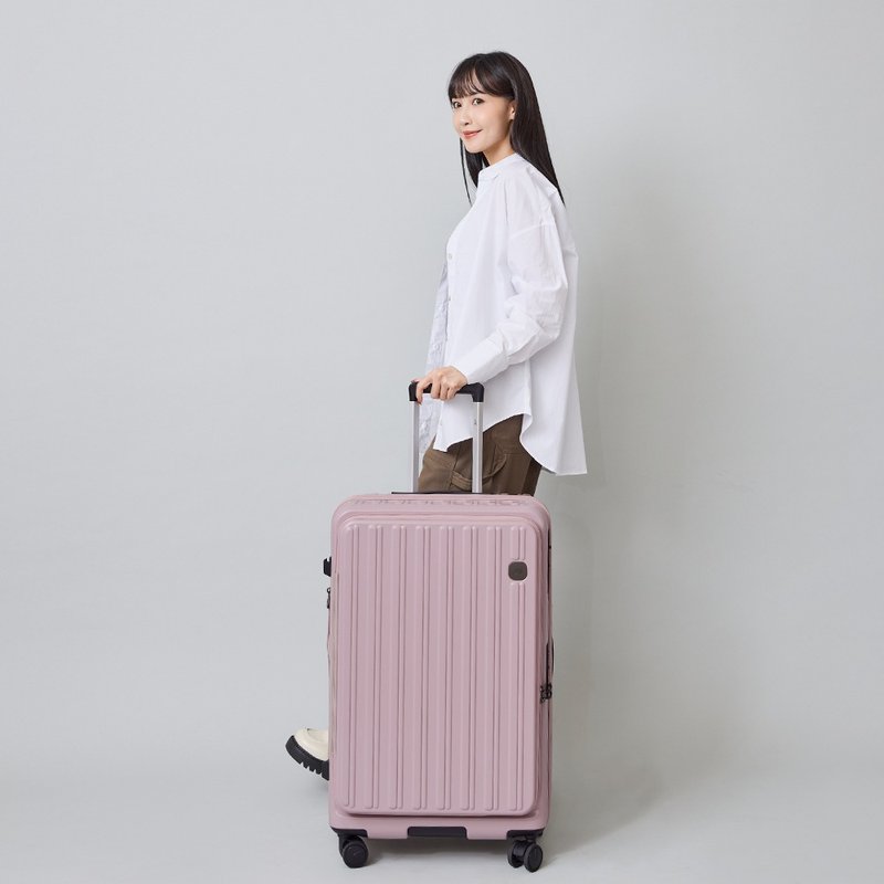 26吋/前開式/PC箱體/Hinomoto靜音輪煞車/旅行箱/行李箱-多色任選 - 後背包/背包/書包 - 尼龍 粉紅色