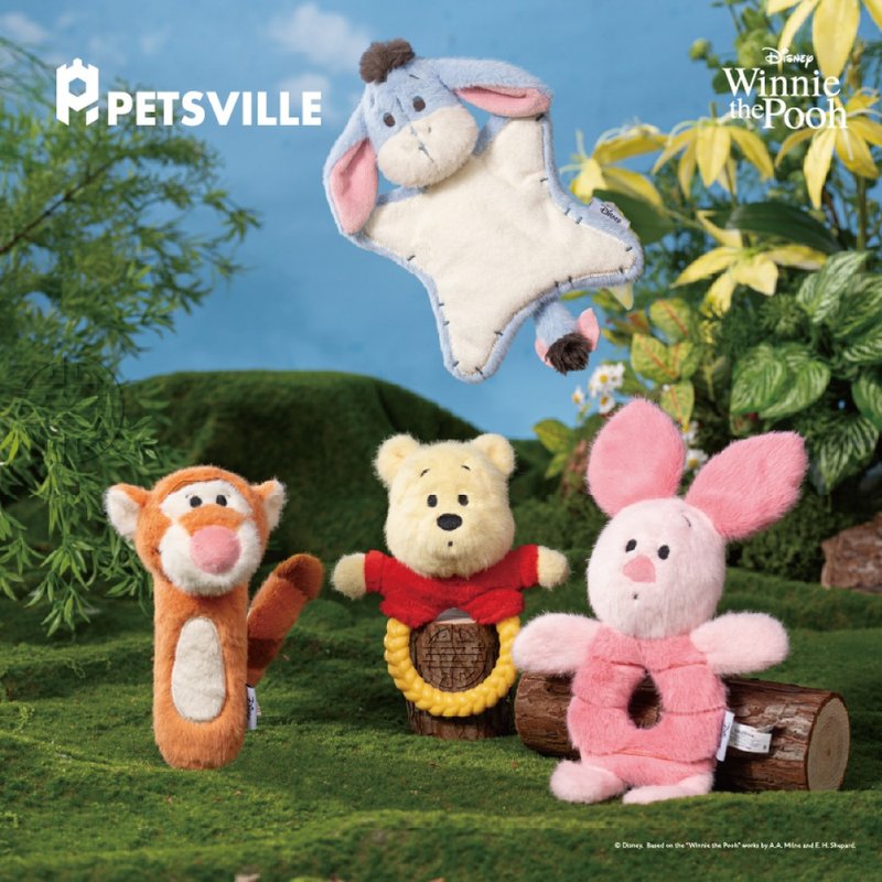 【預購優惠中】PETSVILLE&迪士尼_小熊維尼狗狗發聲玩具 - 貓/狗玩具 - 聚酯纖維 多色
