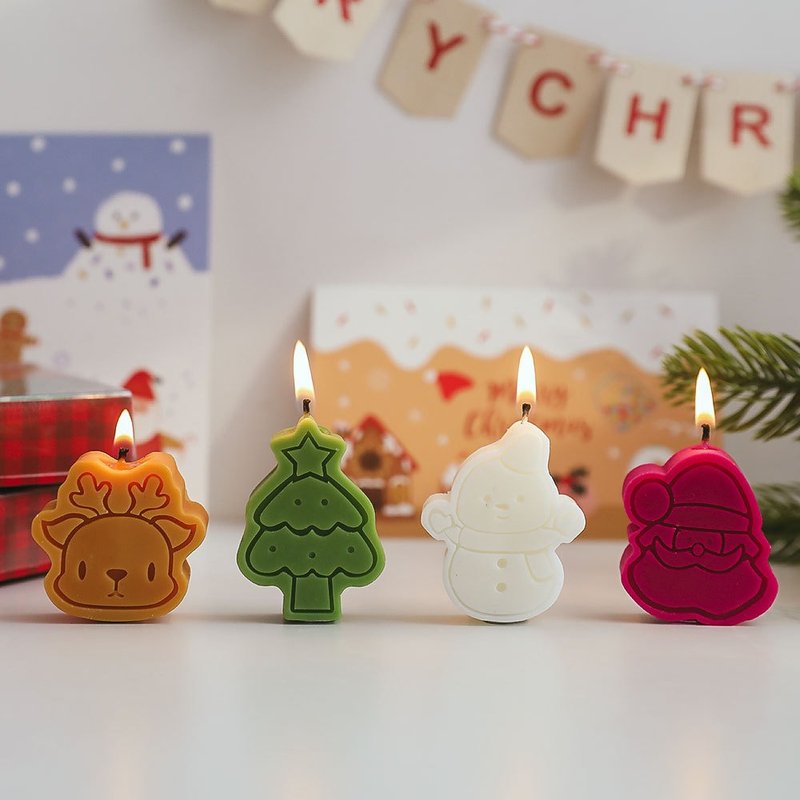 Christmas creative scented candles 4 pieces - เทียน/เชิงเทียน - ขี้ผึ้ง 