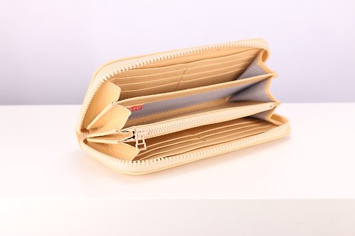 SIMPLEST Z012 Zipper Wallet - Beige - Genuine leather