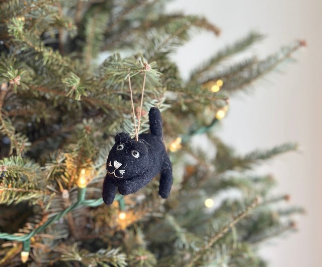 クリスマスツリー 吊り下げ猫 クリスマスデコレーション 羊毛