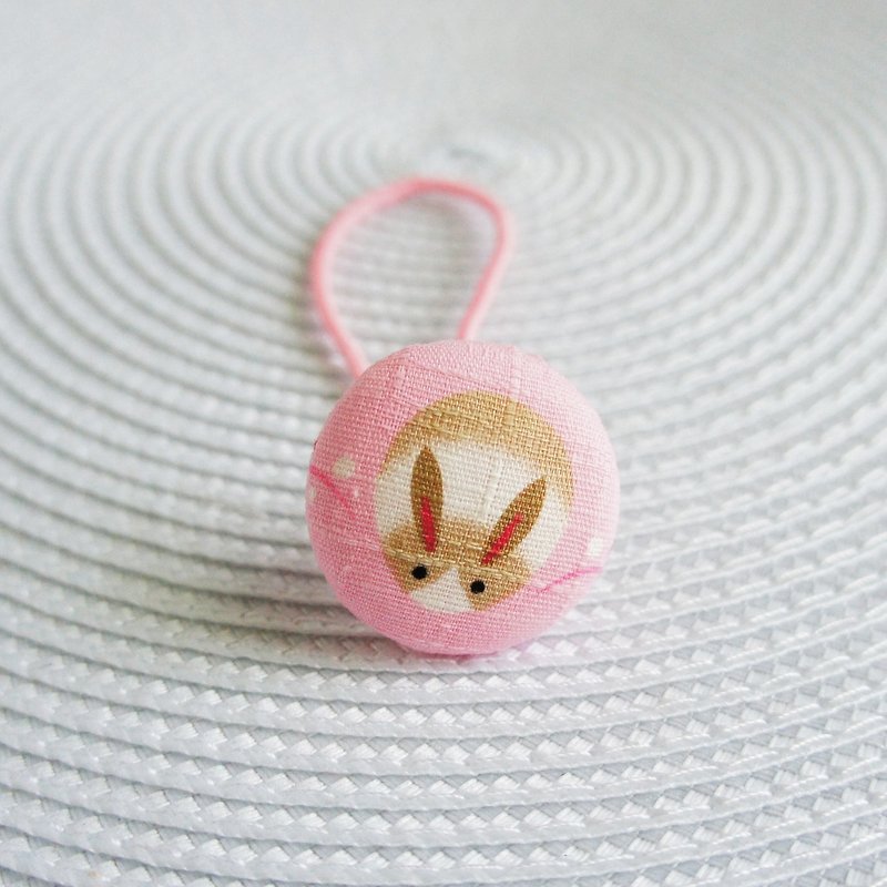 Lovely [Japanese cloth order] milk tea rabbit elastic hair bundle, pink bottom - เครื่องประดับผม - ผ้าฝ้าย/ผ้าลินิน สึชมพู