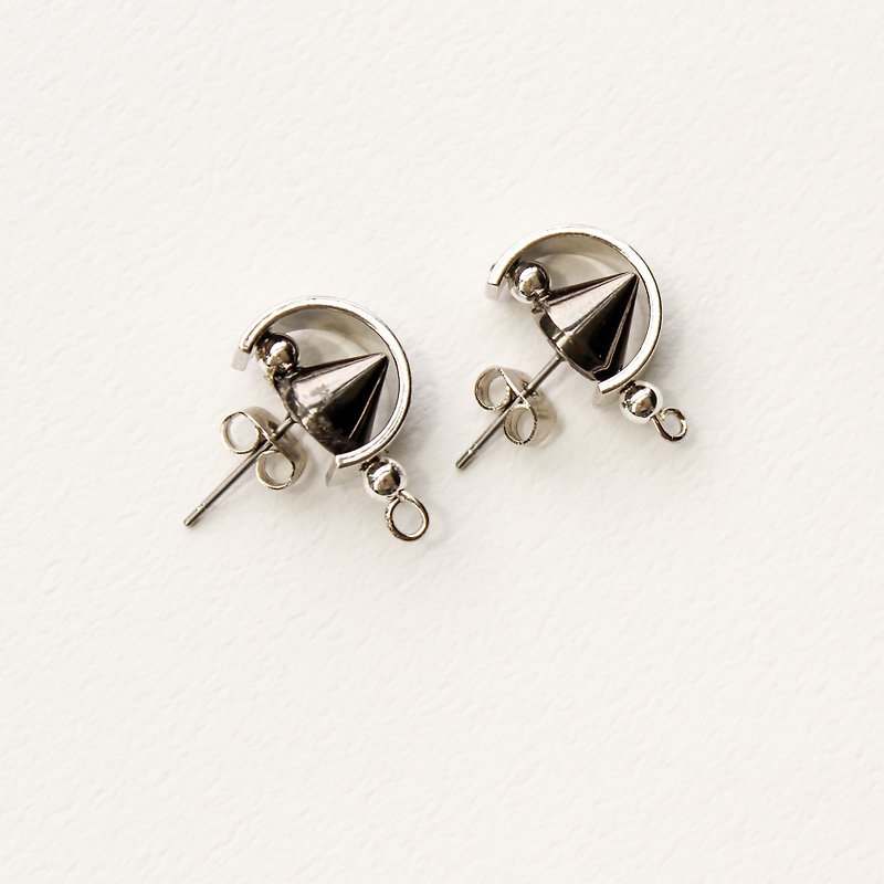 [Daily Daily] riveted silver unfinished earrings - Earrings & Clip-ons - Other Metals 