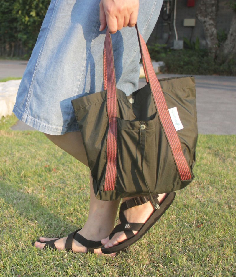 Bunny Bag - Small Nylon Shopping bag- Army Green - Handbags & Totes - Nylon 
