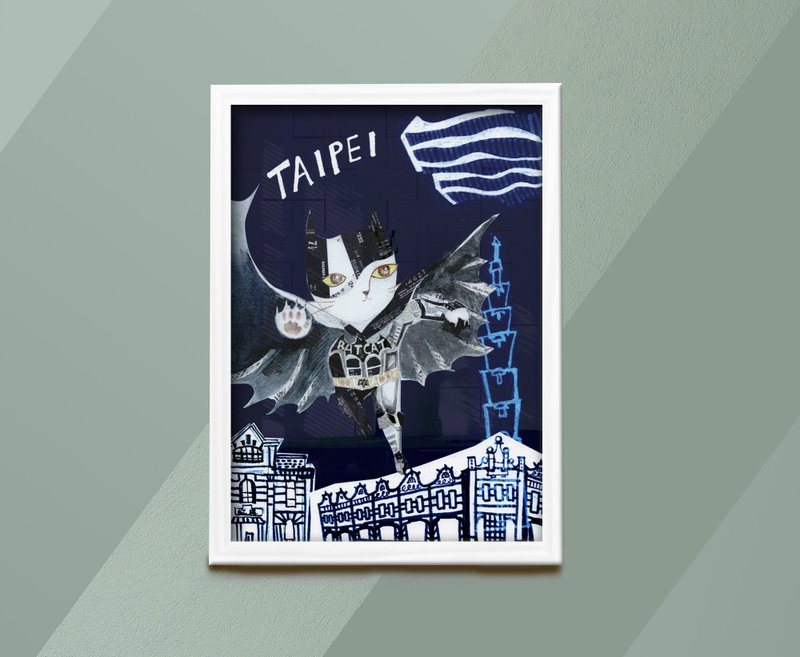 Taipei Batman Cat-Art Creation/Cat/Illustration/B&B/Copy Painting/Frameless Painting/Gift/Decoration - โปสเตอร์ - วัสดุอีโค 