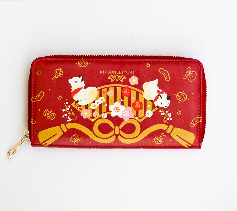│ wealth billow │ printing long clip - Wallets - Genuine Leather Red