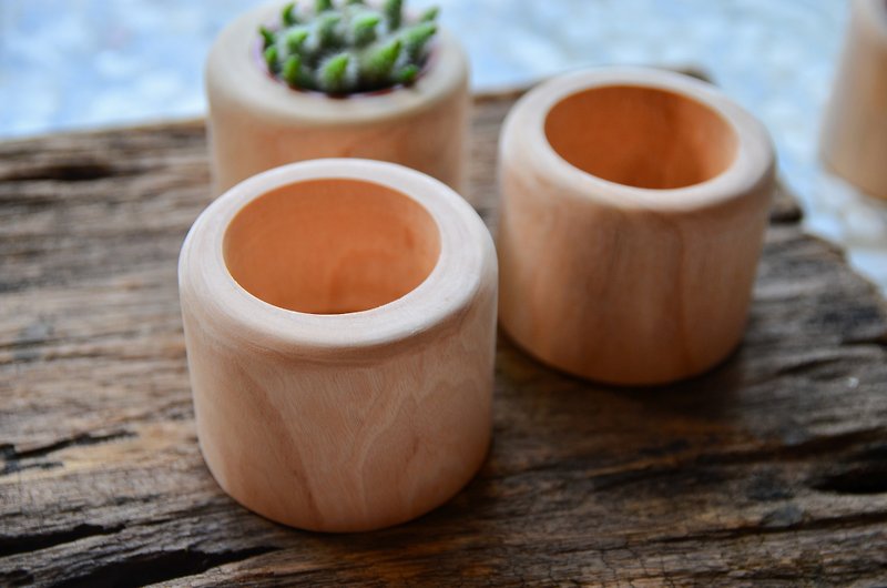 Wood multi-meat potted - camphor handmade - Plants - Wood Brown