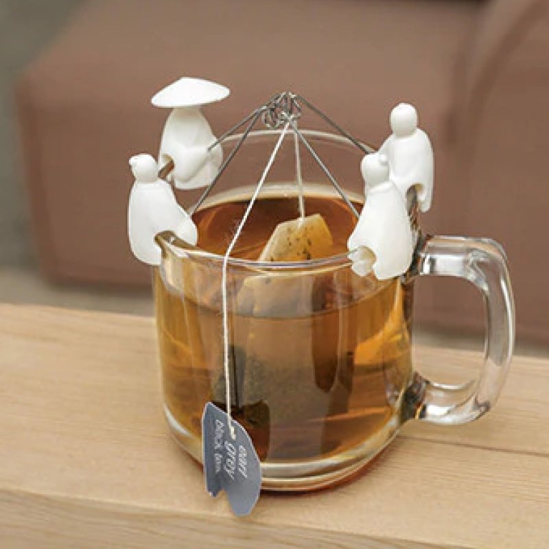 美國 Kikkerland 姜太公茶包器 茶包掛飾掛鉤 可愛創意泡茶專用具 - 其他 - 橡膠 白色