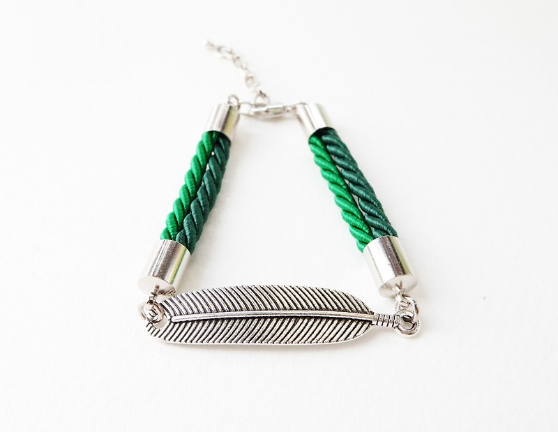 ♥ ELBRAZA ♥ Leaf green bracelet - สร้อยข้อมือ - วัสดุอื่นๆ สีเขียว