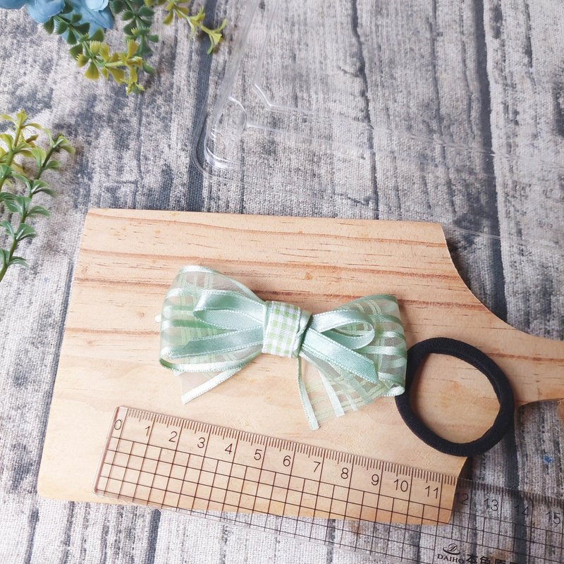 Bow hair tie-mint cool sheer green - เครื่องประดับผม - ไนลอน 