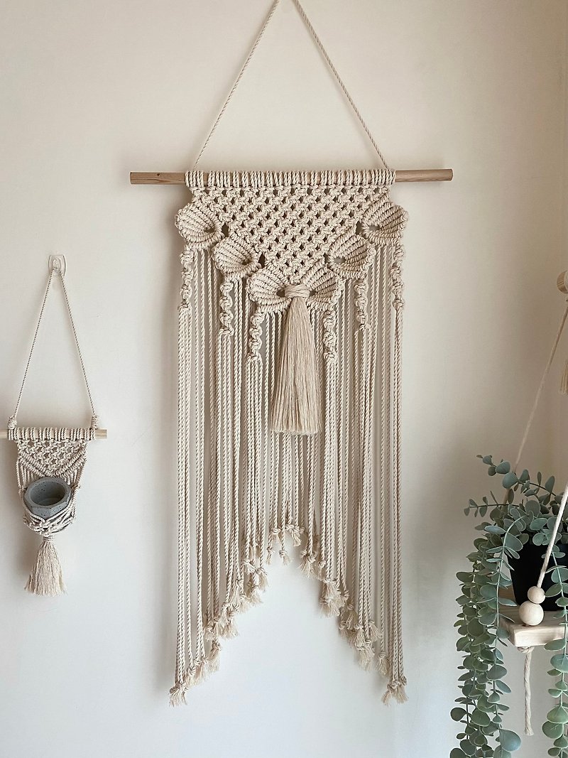 Macrame Bohemian Log Three-dimensional Weaving Petal Tassel Large Charm - Items for Display - Cotton & Hemp 
