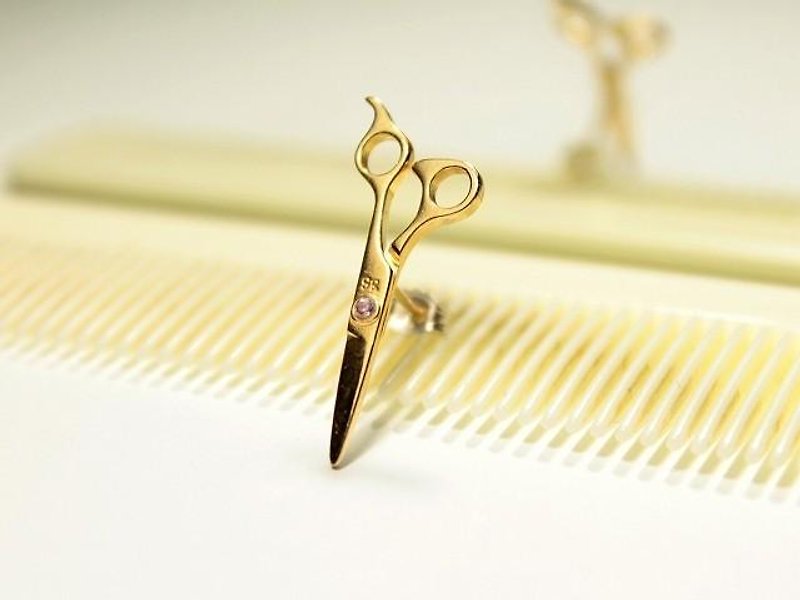 為理髮師創造的剪刀耳環　GP(鍍金) - 耳環/耳夾 - 其他金屬 金色