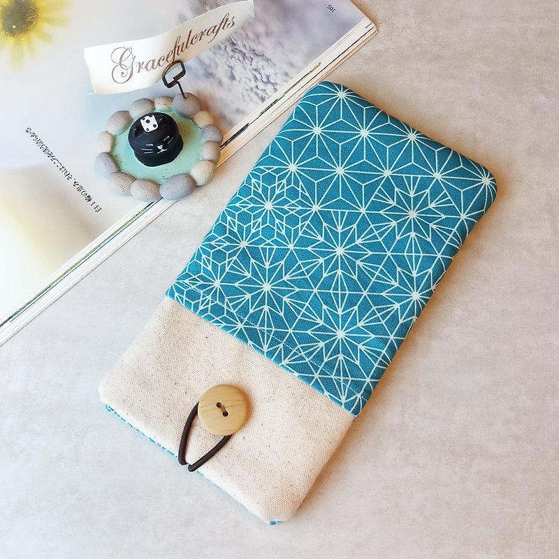 iPhone sleeve, Samsung Galaxy Note 8 case, cell phone pouch, iPod sleeve (P-259) - Phone Cases - Cotton & Hemp Blue