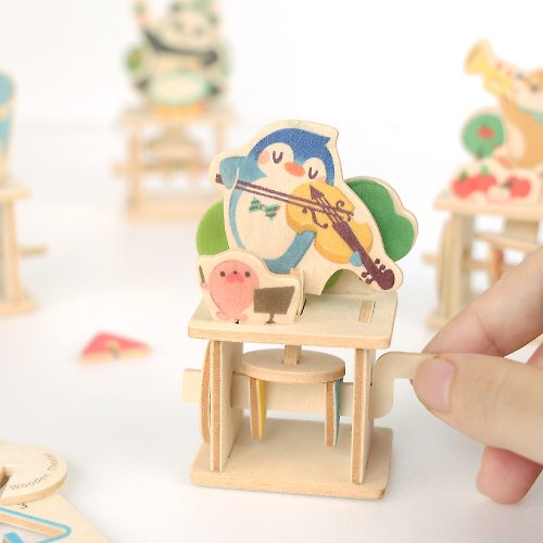猴子設計 Monkey Design DIY模型玩具【木作小劇場-企鵝】互動式明信片