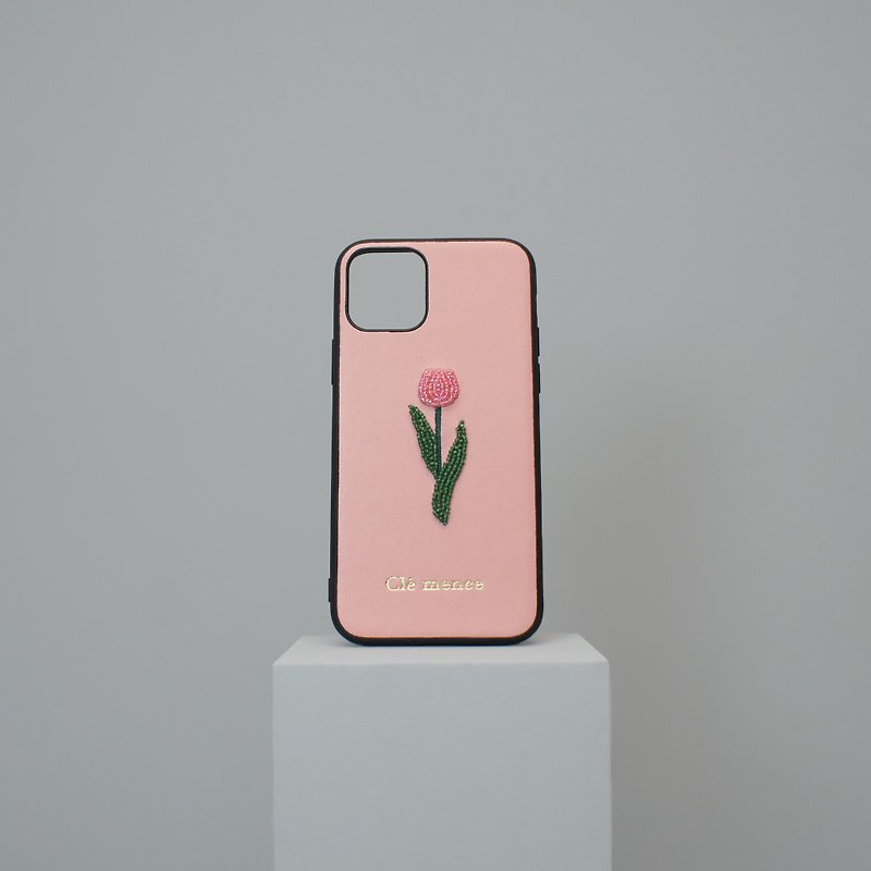 Tulip beads mobile phone case iphone models can be customized - เคส/ซองมือถือ - พลาสติก สึชมพู