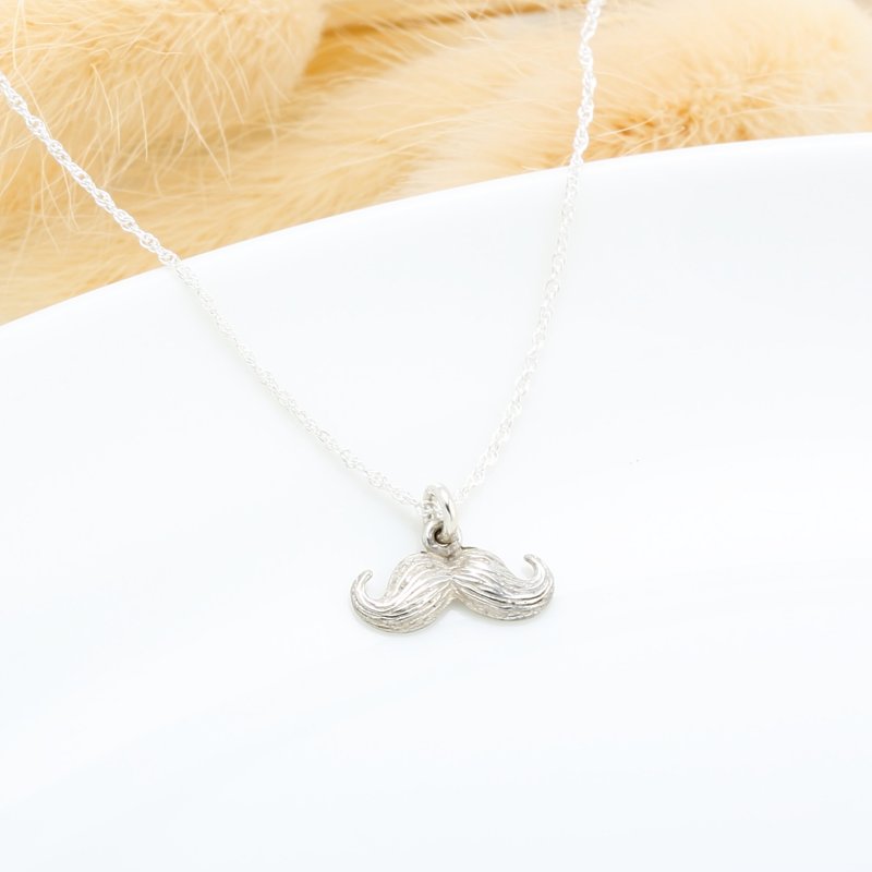 【Angel & Me】Handlebar Mustache s925 sterling silver necklace Valentine Day gift - สร้อยติดคอ - เงินแท้ สีเงิน