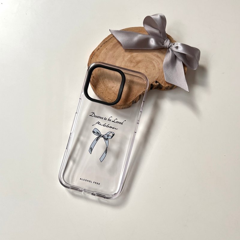 【Deserve to be loved bow】| Clear rhino shield transparent shell i12 and above - เคส/ซองมือถือ - วัสดุอื่นๆ สีใส