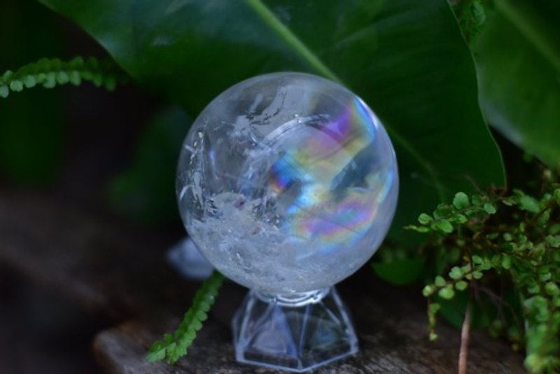 Extra large super rainbow crystal ball with stand - ของวางตกแต่ง - หิน สีใส