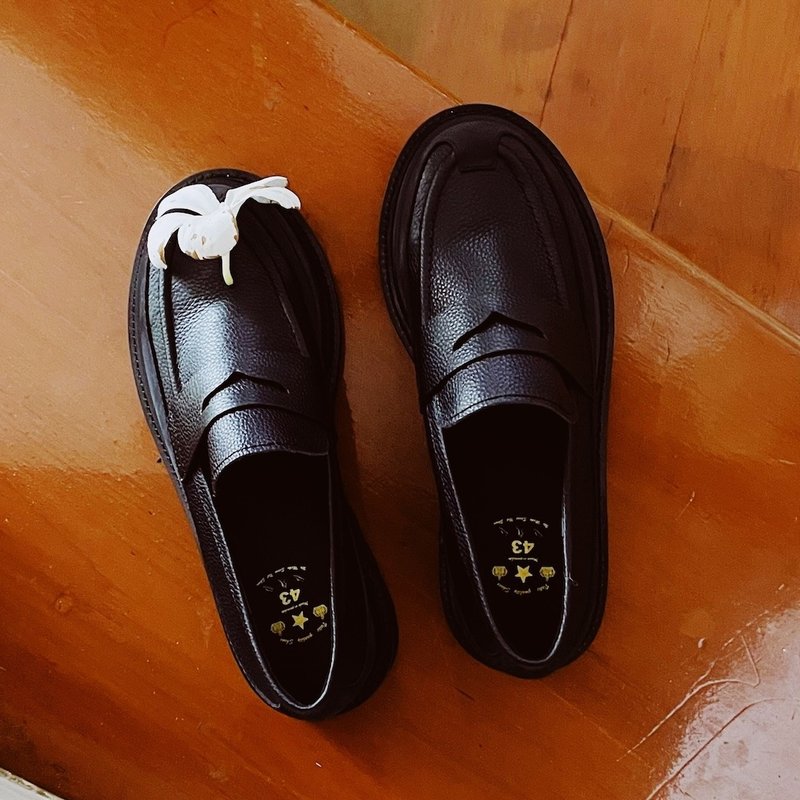 VATIC PENNY LOAFER Nappa Nappa pebbled loafers increase 63mm inside and outside Loaf - รองเท้าอ็อกฟอร์ดผู้ชาย - หนังแท้ สีดำ