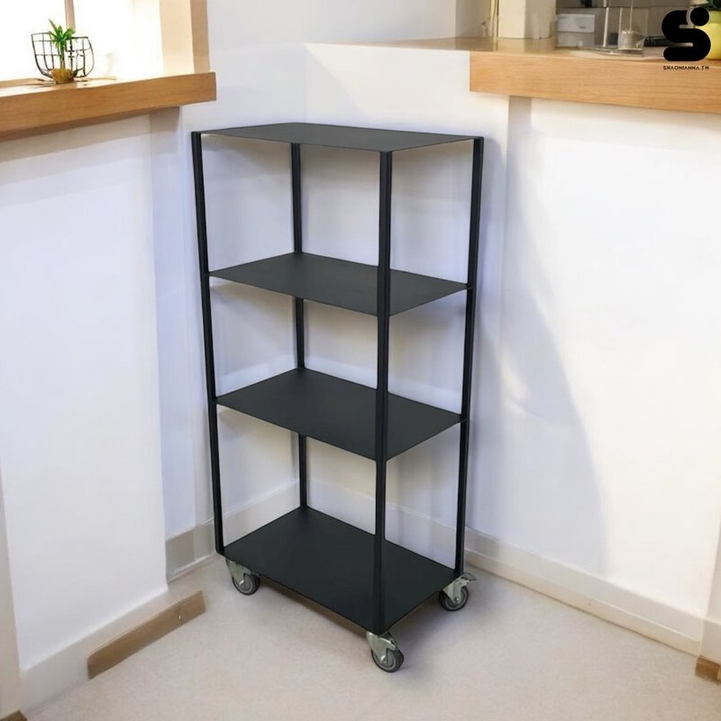 Four-Tier Iron Shelf Unit 52x32x111cm | Multi-functional Storage Rack | Home & Kitchen Organizer - ชั้นวาง/ตะกร้า - วัสดุอื่นๆ สีดำ