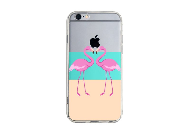 Double flamingo transparent phone case suitable for iPhone13 Samsung Huawei Sony Xiaomi PCTP-AM83D - เคส/ซองมือถือ - พลาสติก สีแดง