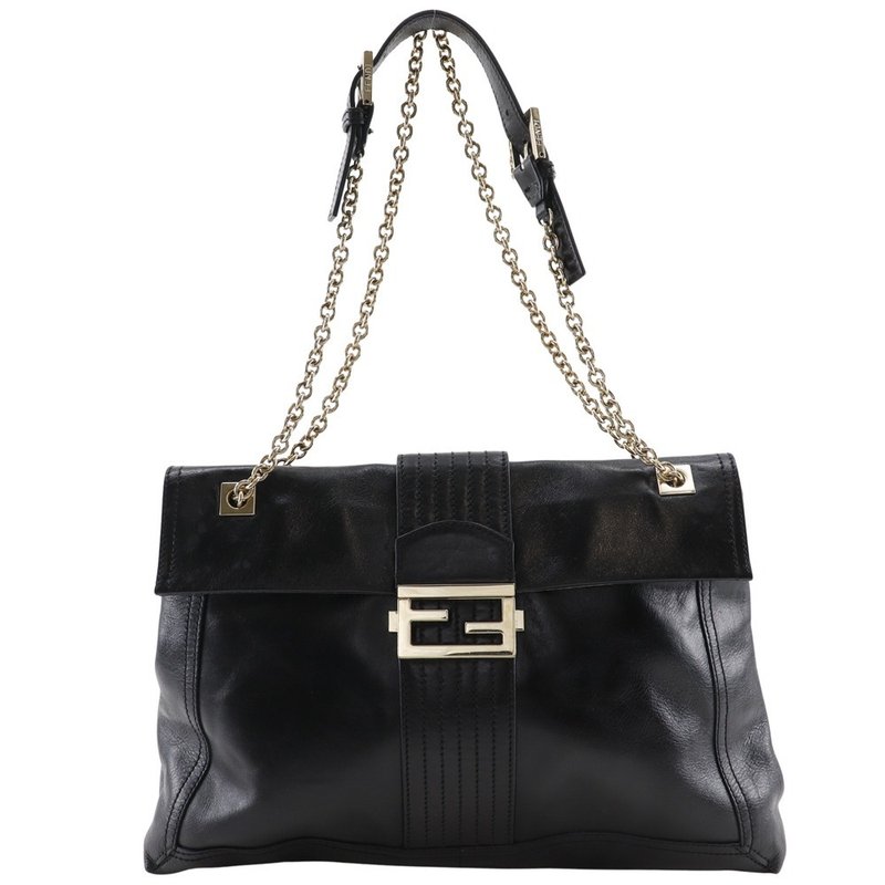【日本直送】フェンディ FENDI チェーントート トートバッグ 2WAYショルダー レザー 黒 レディース【中古】 - 手提包/手提袋 - 真皮 黑色