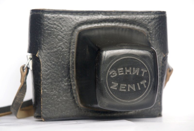 Zenit E B ET EM TTL hard leather case camera bag with strap KMZ USSR - Cameras - Genuine Leather Black