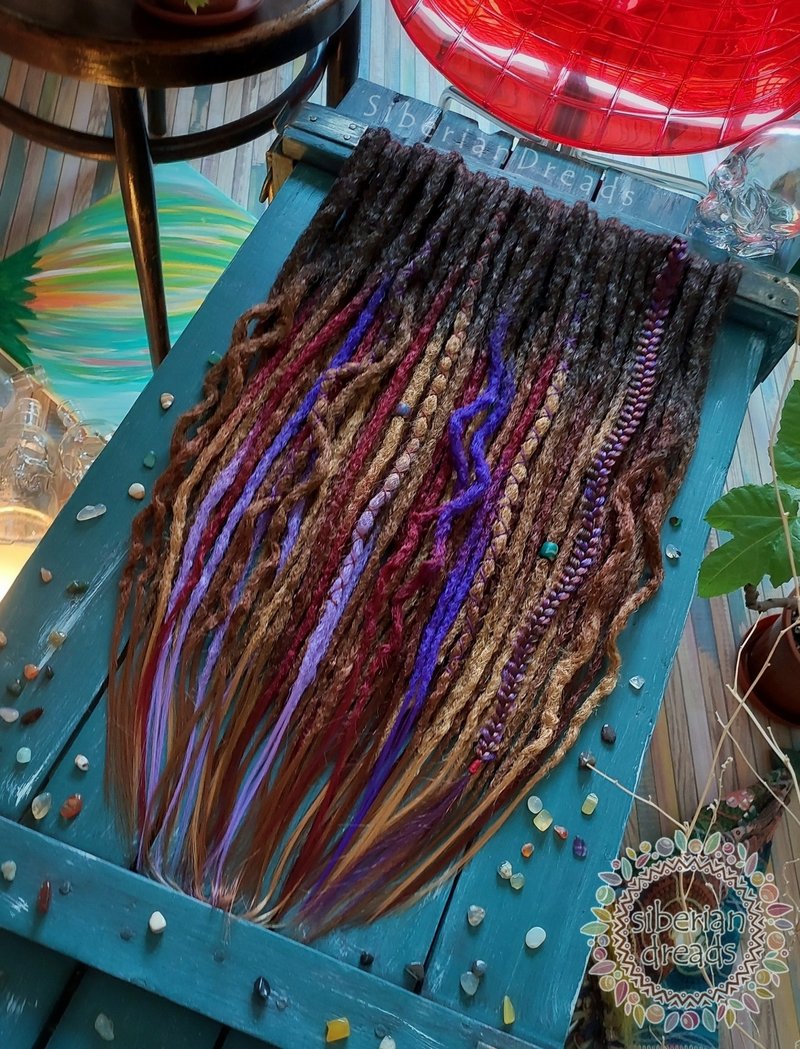 Ginger Brown Autumn Dreadlocks / Crochet natural bumpy dreads / Boho Style - 髮夾/髮圈 - 其他材質 咖啡色