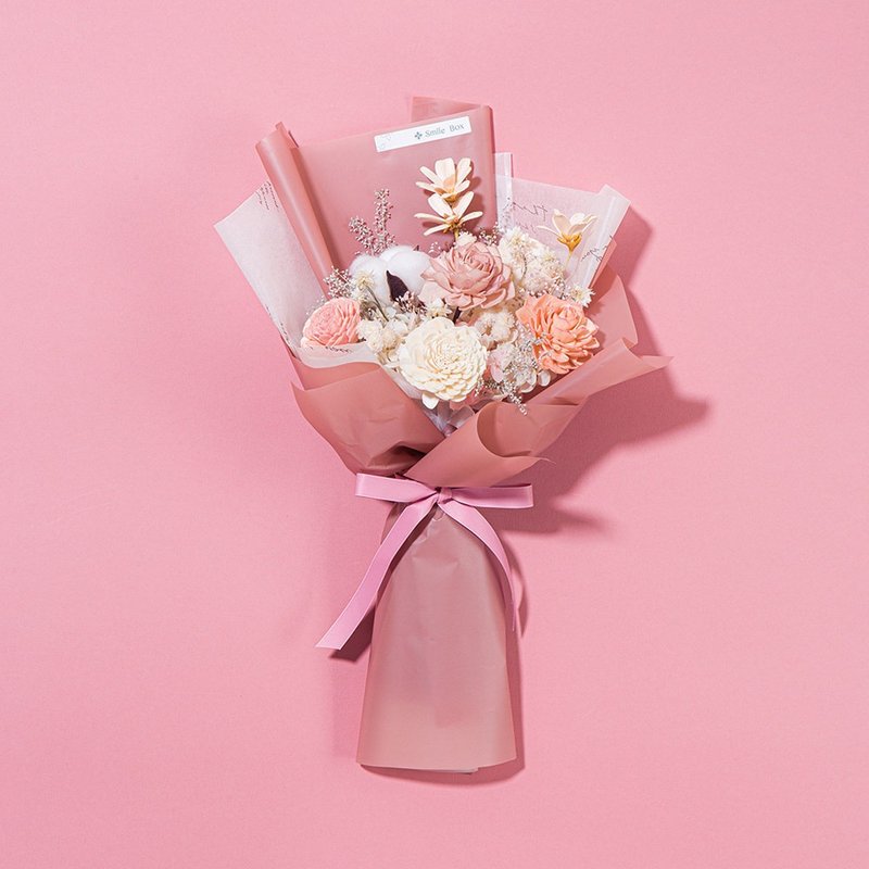 Korean eternal flower bouquet, romantic pink performance flower presentation, Valentine's Day bouquet, proposal bouquet can be customized - ช่อดอกไม้แห้ง - พืช/ดอกไม้ 