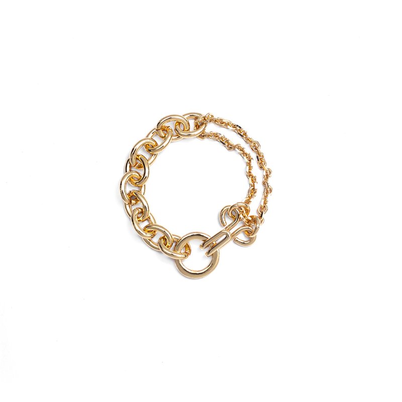 Round hook level bracelet (bright gold) - สร้อยข้อมือ - ทองแดงทองเหลือง สีทอง