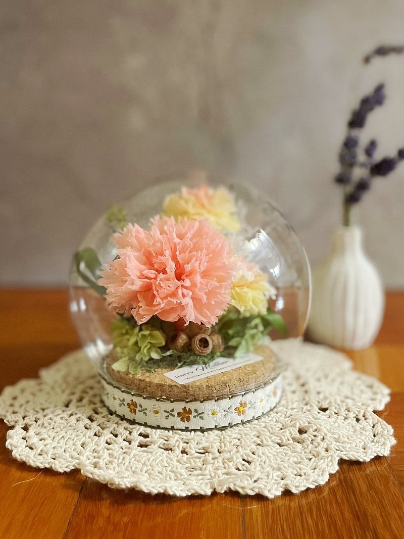 [Eternal Flower Gift] Everlasting Carnation Glass Cup-Pink Yellow/Flower Gift/Glass Flower Cup - Dried Flowers & Bouquets - Plants & Flowers Multicolor