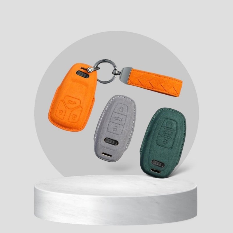 [Ready Stock Version] Audi AUDI A1 A3 A4 A6 Q5 Q7 Suede Car Key Case Leather Case - ที่ห้อยกุญแจ - หนังแท้ 