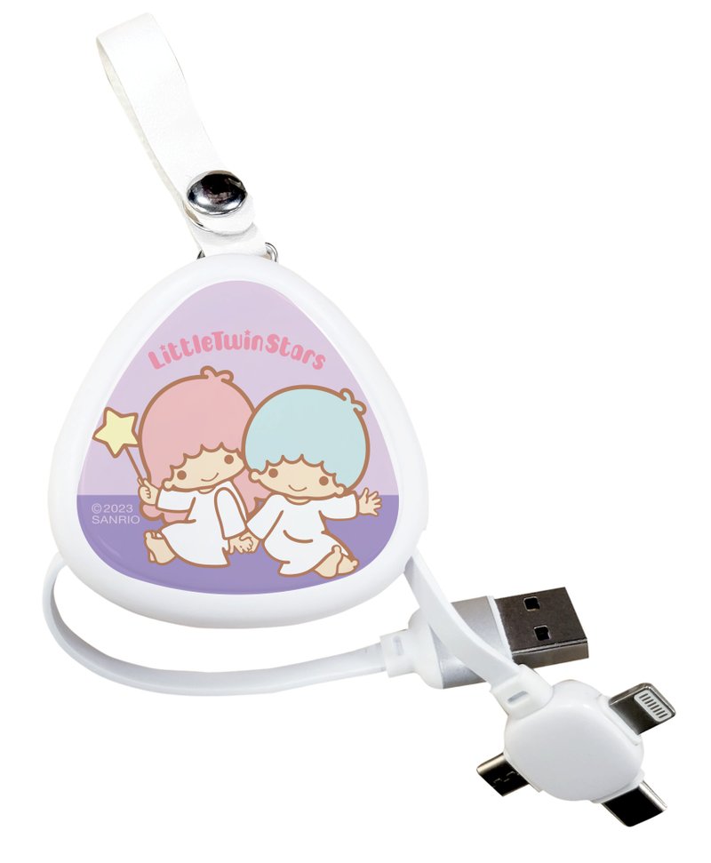 【Hong Man】Sanrio 3-in-1 Retractable Fast Charging Cable Big Head Double Star Fairy - Chargers & Cables - Plastic Purple