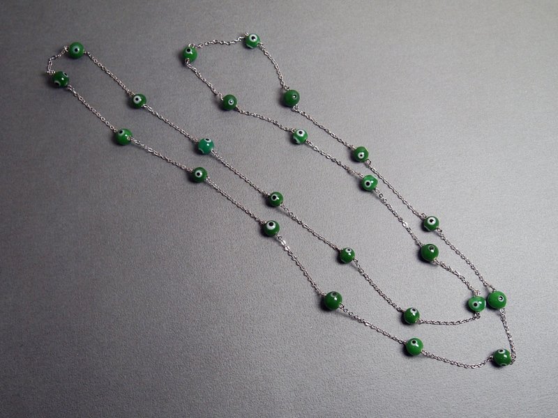 #GN057 Murano Glass Beads Necklace - Necklaces - Glass Green