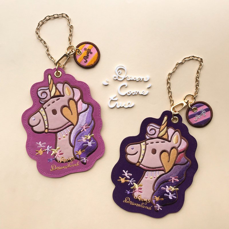 Unicorn card case coin purse - ที่ใส่บัตรคล้องคอ - งานปัก หลากหลายสี